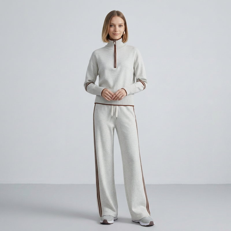Two-piece Set Of Half-high Zip-up Sweatshirt