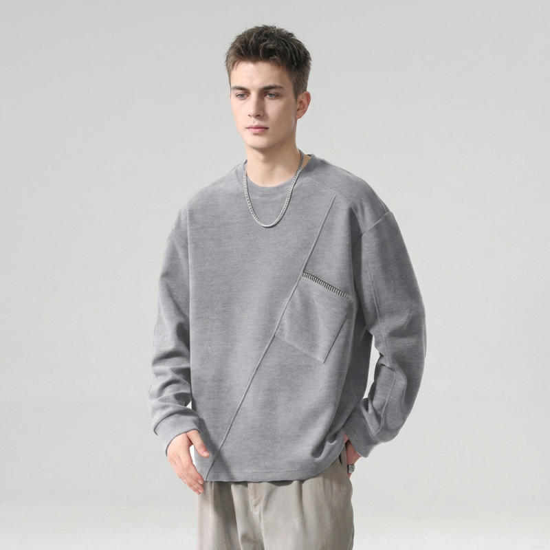 Crew Neck Patchwork Sweatshirt