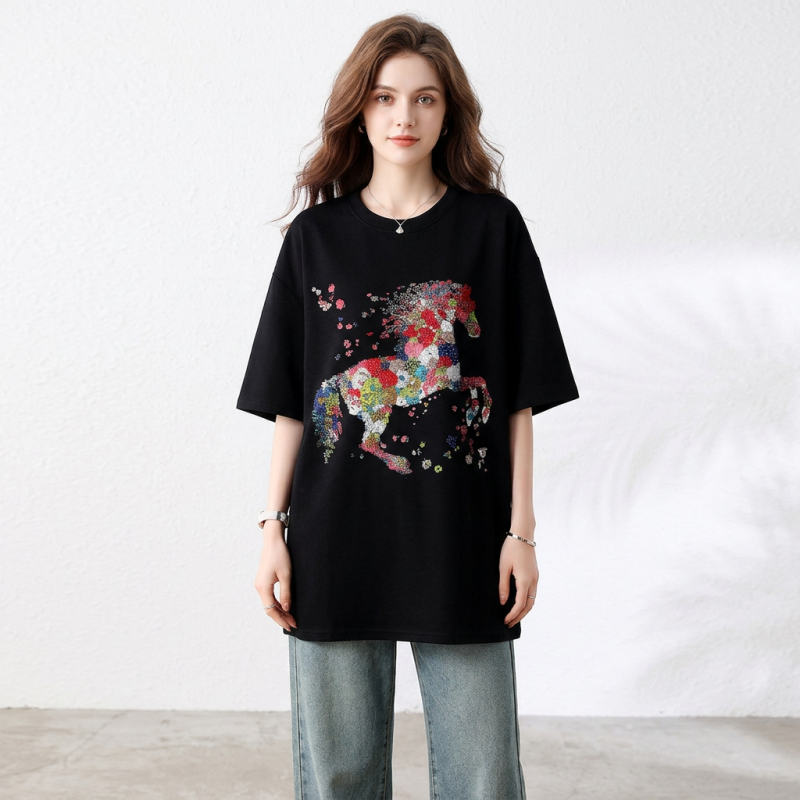 Colorful Rhinestone Pony T-shirt