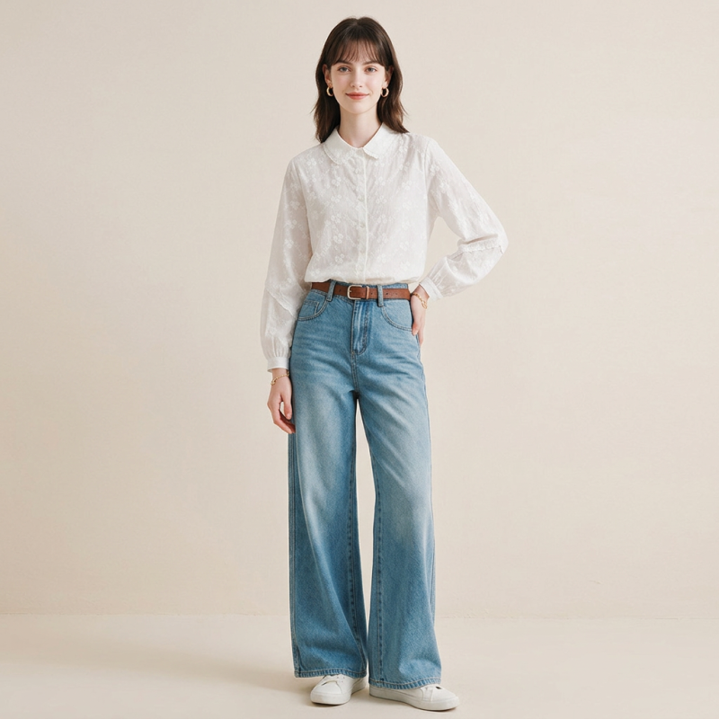 Lace-up Collar Shirt