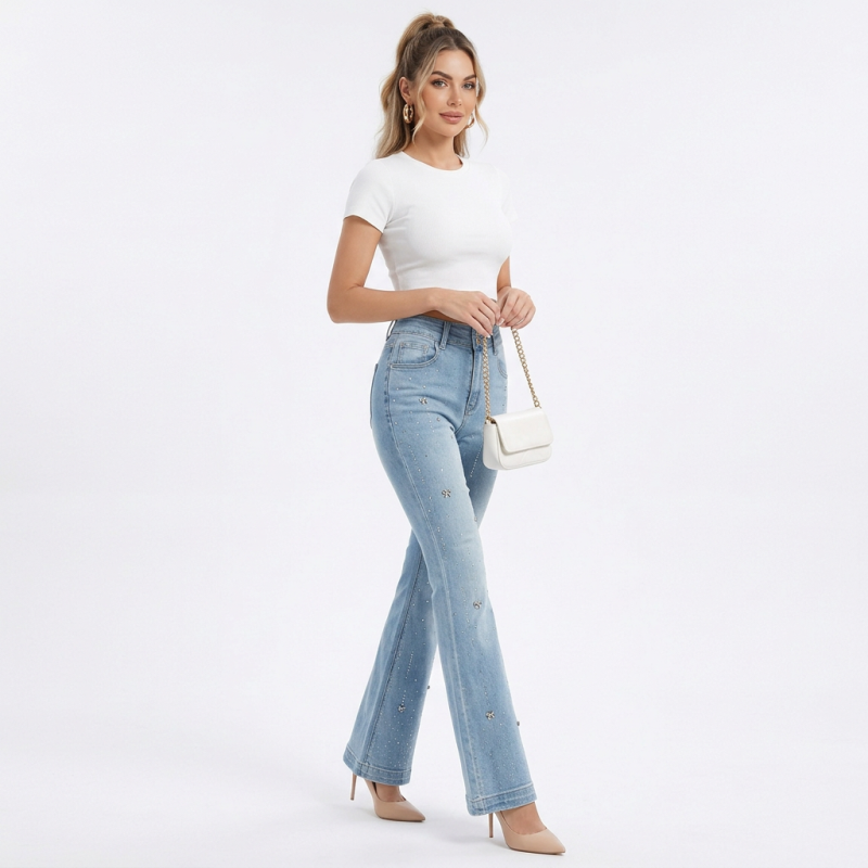 Fashionable Rhinestone Jeans