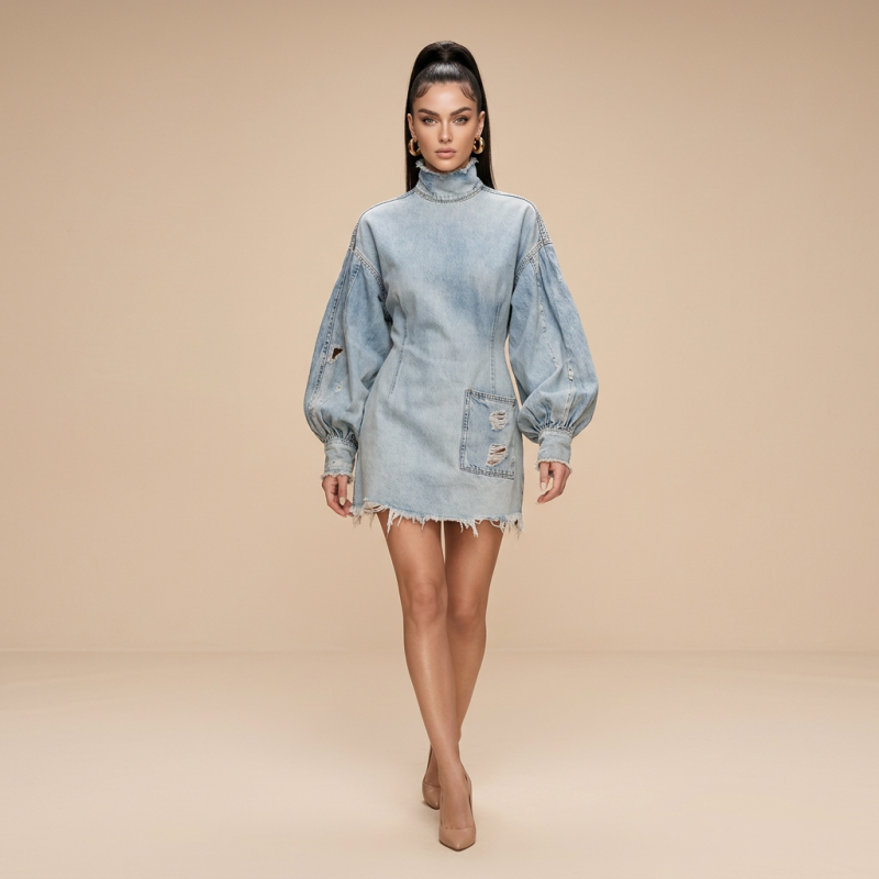 Ripped Denim Dress