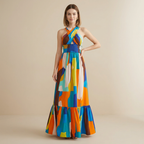 Resort-style Halter Neck Maxi Dress