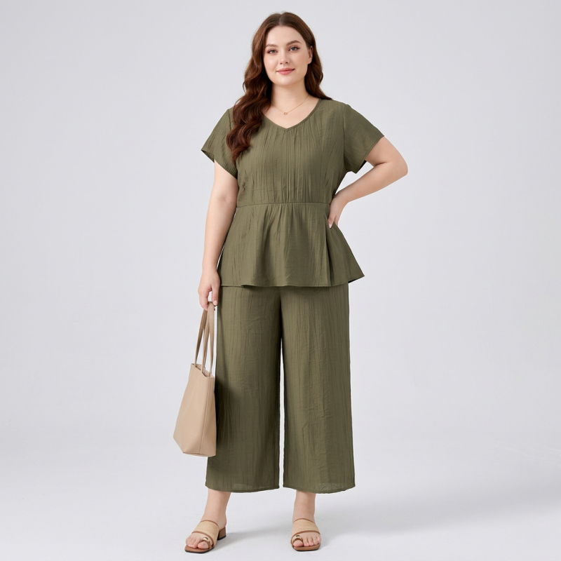 Solid Color Casual Two-piece Set