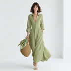 Stylish Lapel Maxi Dress