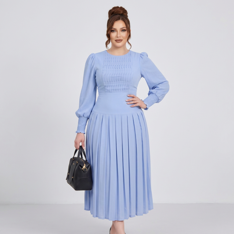 Puff Sleeve Pleated Dress