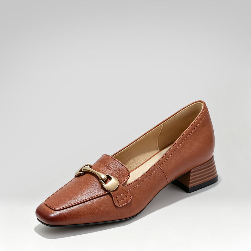Square-toe Soft Leather Flats