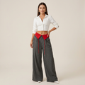 Retro Striped Patchwork Wide-leg Pants