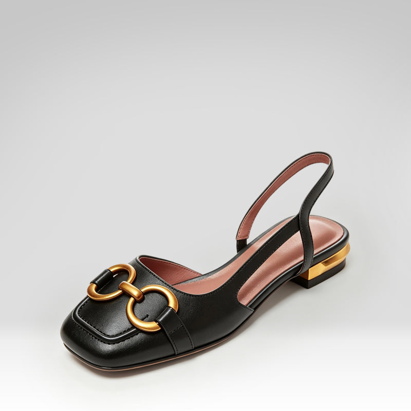 French Low-heeled Closed-toe Sandals