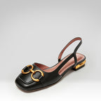 French Low-heeled Closed-toe Sandals