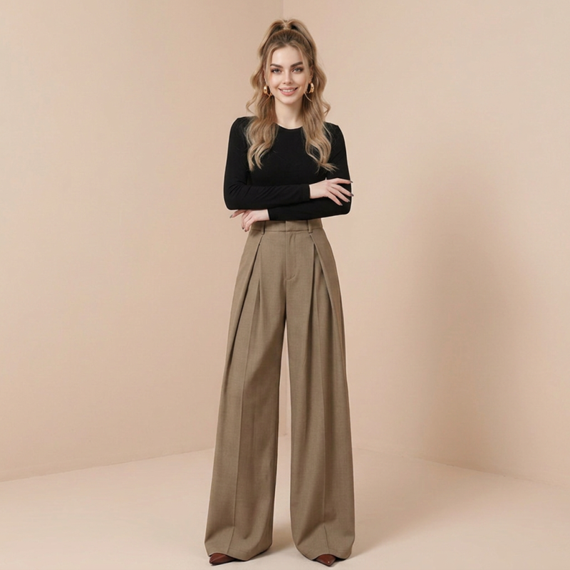 High-waisted Flowy Suit Pants