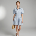 Waist-cinching Striped Shirt Dress
