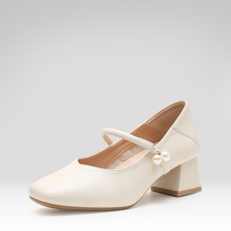 Chunky Heel Square Toe Flats