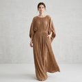 Ruffled Batwing Sleeve Long Dress