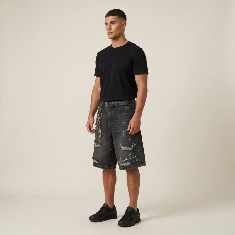 Splatter Paint Casual Denim Shorts