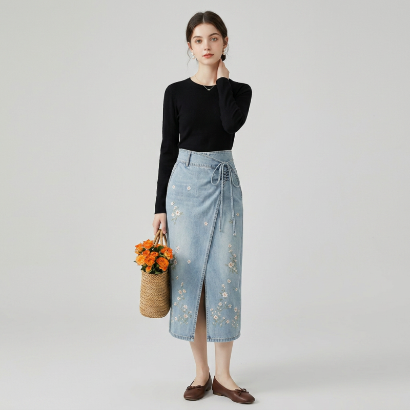 Stylish High-waisted Slit Skirt