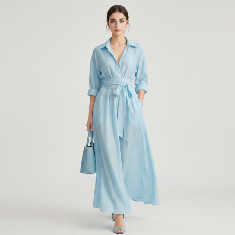 Elegant Fitted Shirt Dress