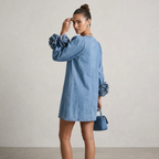 Printed Faux Denim Dress