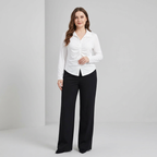Plus-size Collared Pleated Top