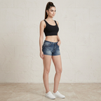 Embroidered Rhinestone Denim Shorts