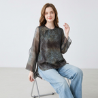 Tie-dye Gradient Sheer Shirt