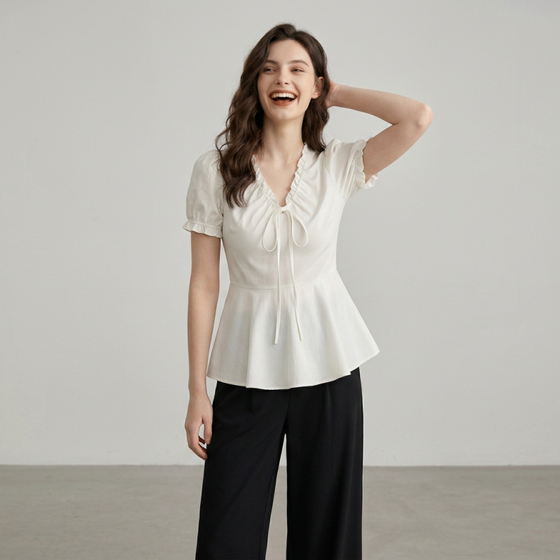 Pleated Tie Shirt