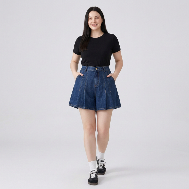Loose-fitting High-waisted Pleated Shorts