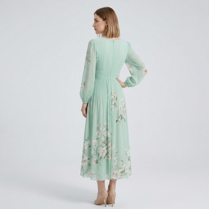 Printed Long-sleeved Dress