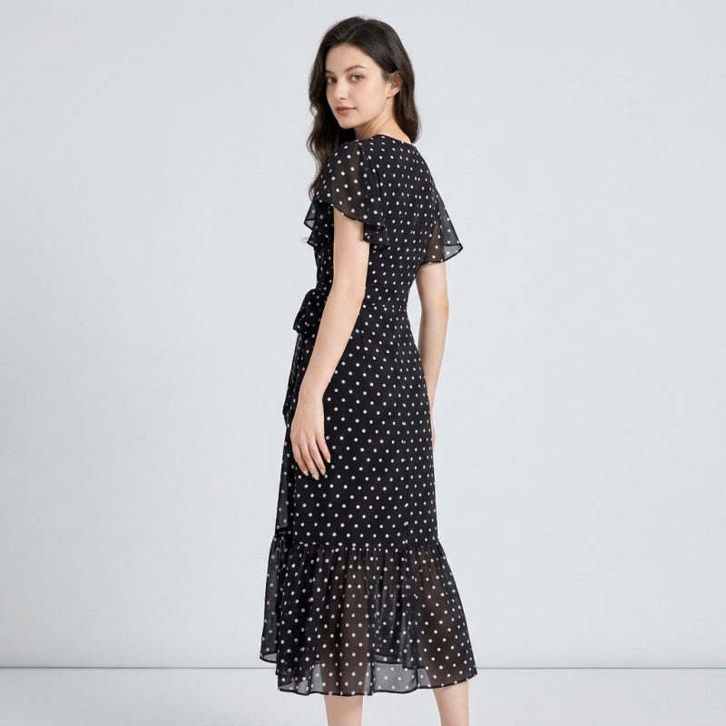 V-neck Polka Dot Dress