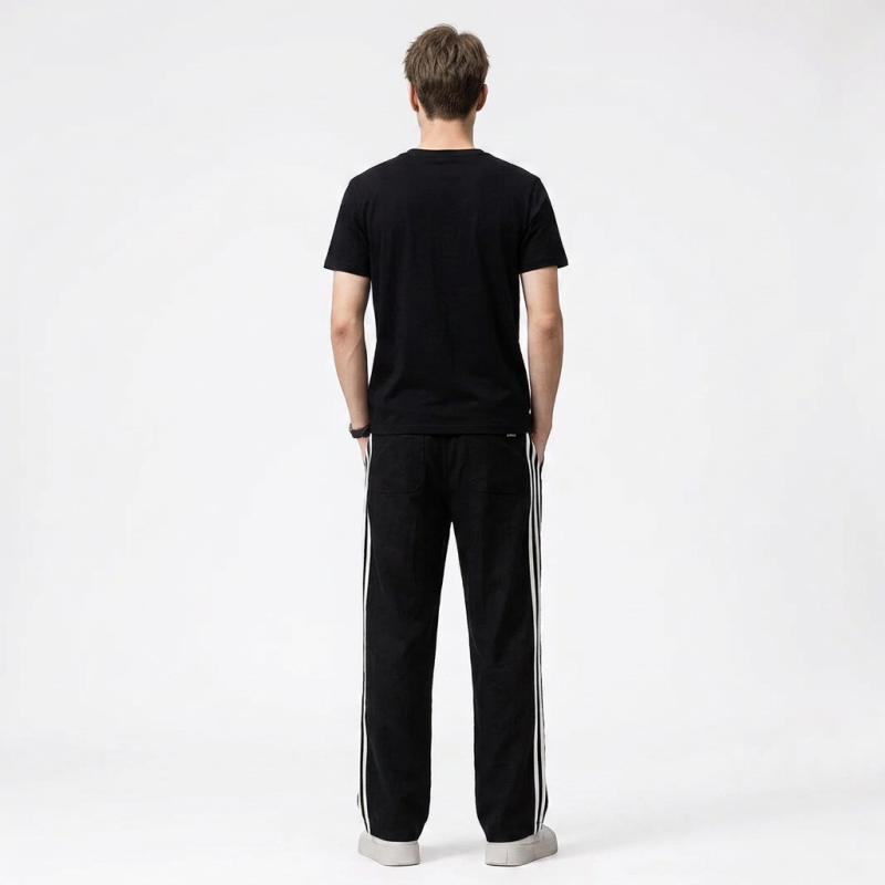 Color-blocked Straight-leg Casual Pants