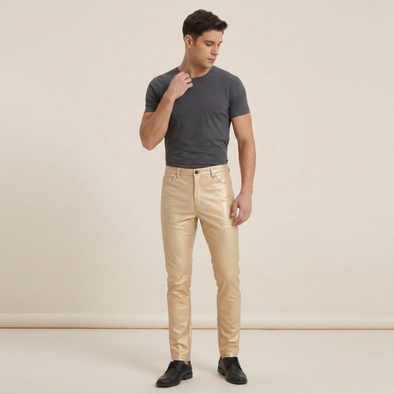 Gold Pearlescent Leather Pants