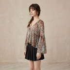 Leopard Print Bell Sleeve Top