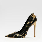 Snake-print Pointed-toe High Heels
