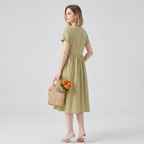Solid Color Short-sleeved Simple Dress