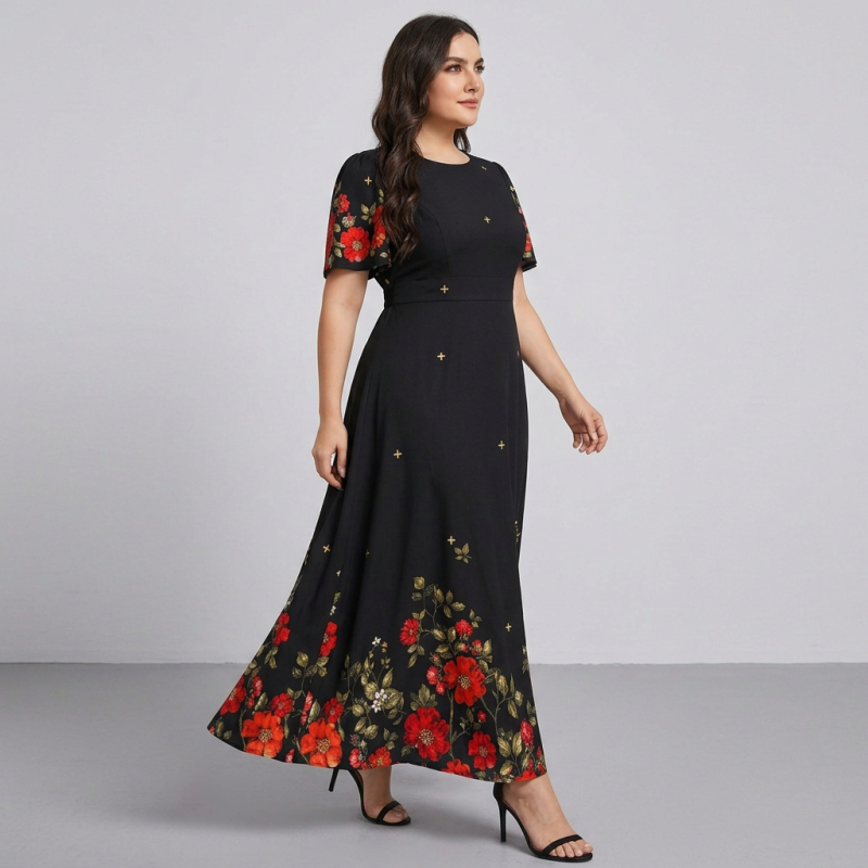 Printed Waist-cinching Dress
