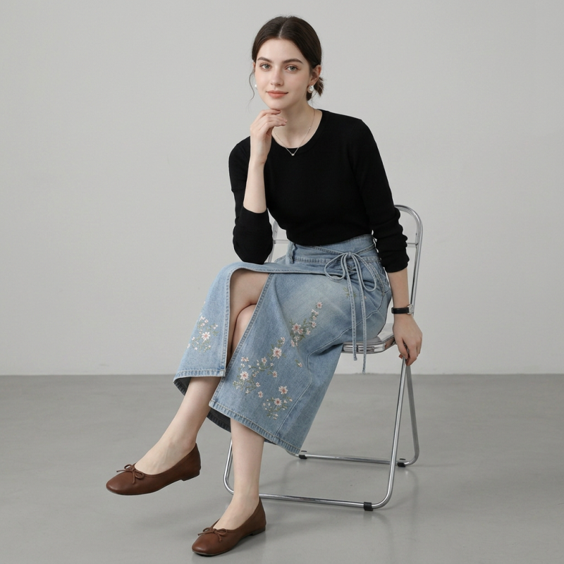 Stylish High-waisted Slit Skirt