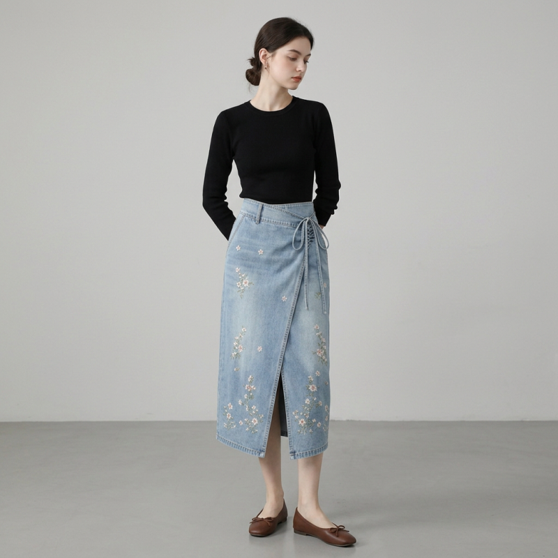 Stylish High-waisted Slit Skirt