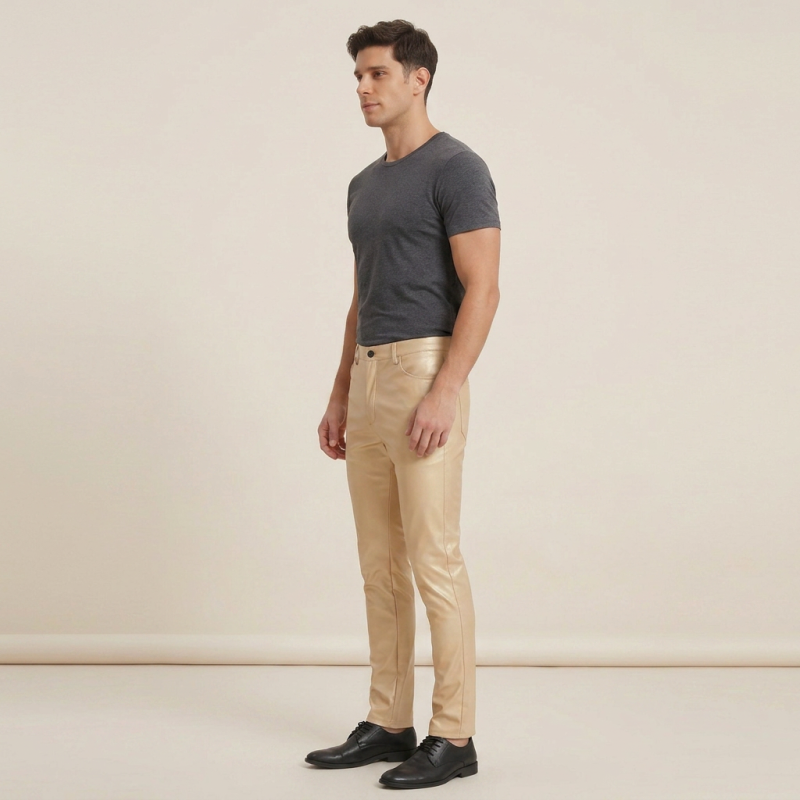 Gold Pearlescent Leather Pants