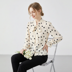 Polka Dot Bow Long-sleeved Shirt