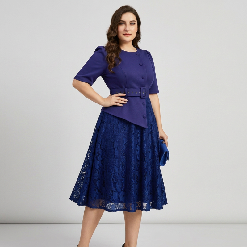 Faux Two-piece Fitted Waist Dress