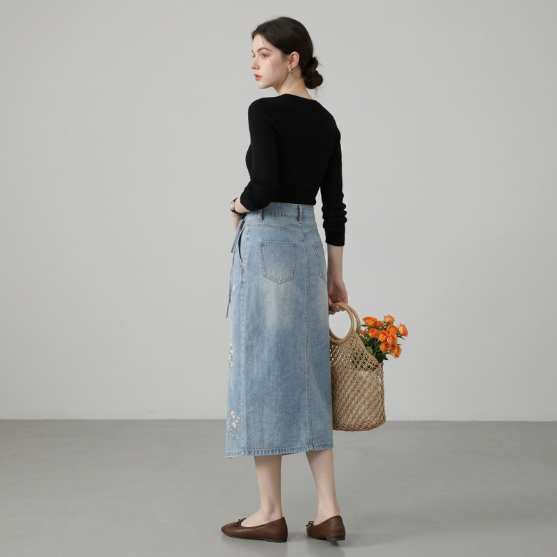 Stylish High-waisted Slit Skirt
