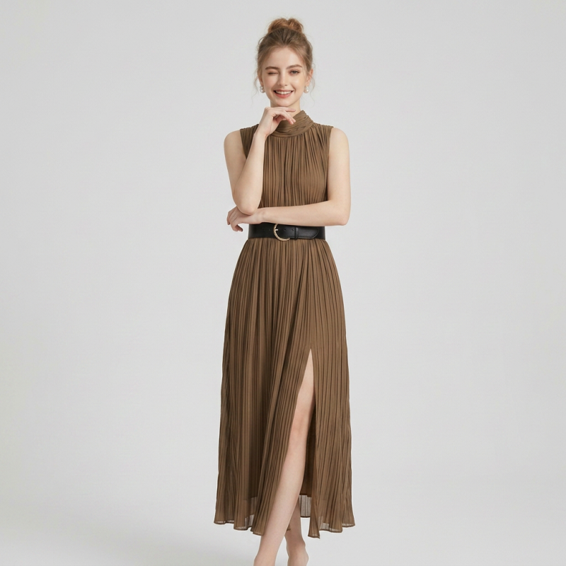 Sleeveless Pleated Dress
