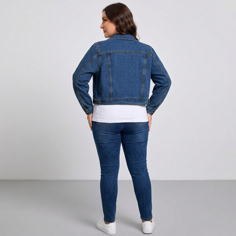 Fashionable Plus-size Denim Jacket