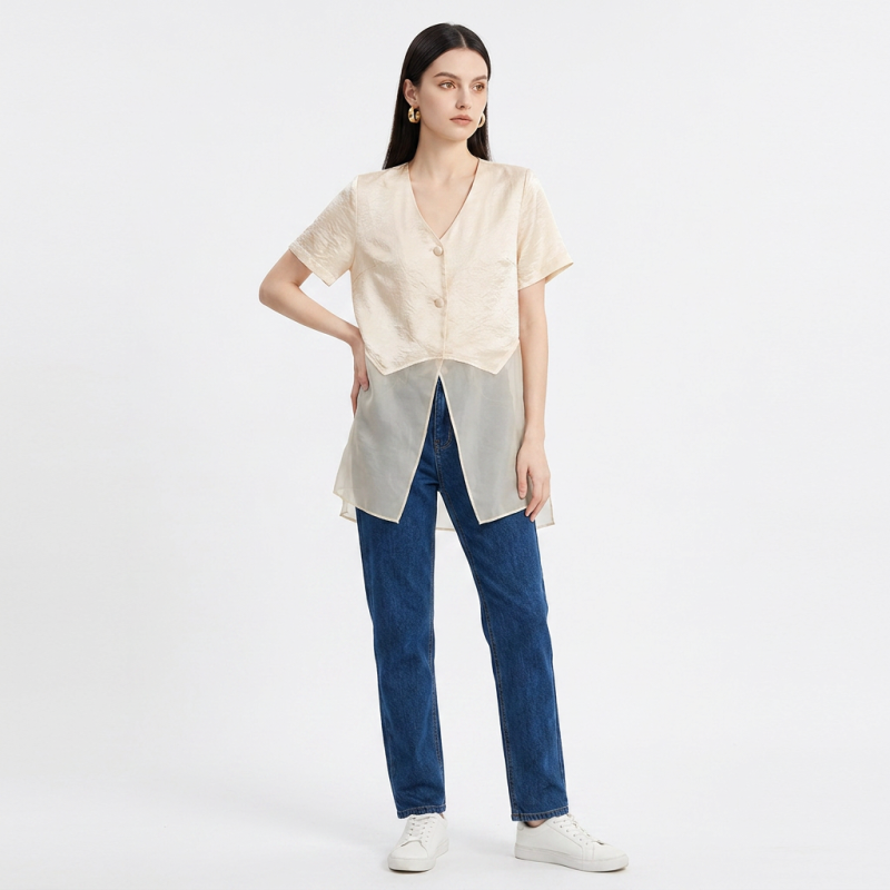 Mesh Patchwork Shirt