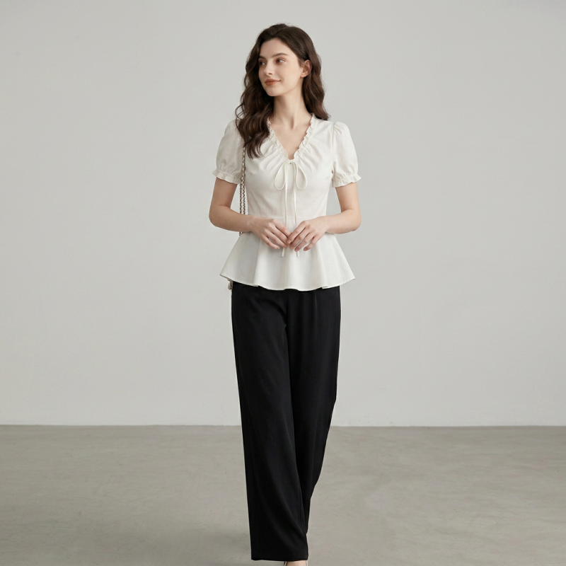 Pleated Tie Shirt