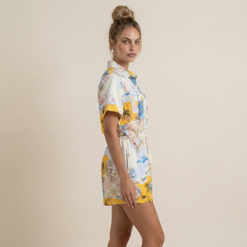 Resort-style Printed Jumpsuit