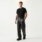 Crocodile-print Wide-leg Leather Pants