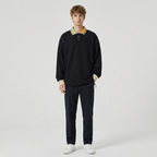 American-style Color-blocked Collared Sweatshirt