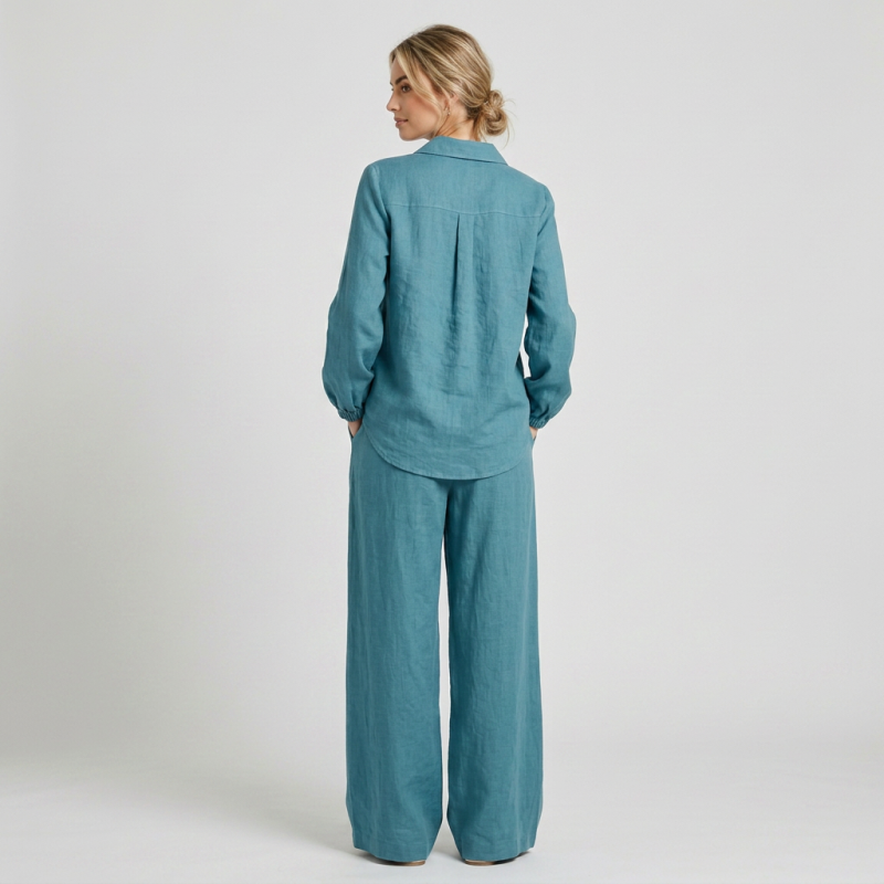 Elegant Shirt And Wide-leg Pants Two-piece Set