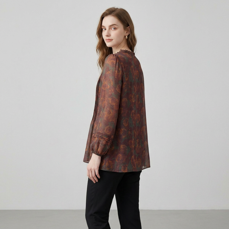 French Floral Print Top
